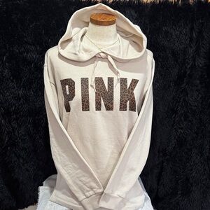 PINK Victoria's Secret Beige Hoodie with Leopard Print